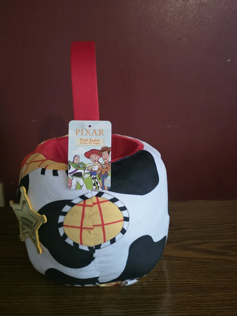 Pixar Toy Story Woody Plush Basket w/ Handle 8 in Round Multicolor Halloween